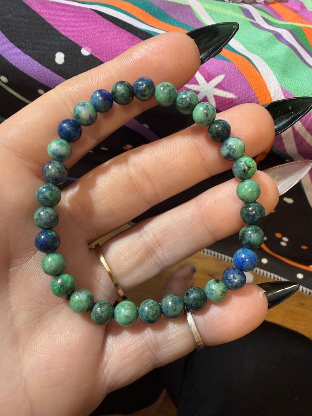 Chrysophrase-chrysocolla- azurite-malachite- quantum Quattro- Beaded Bracelet